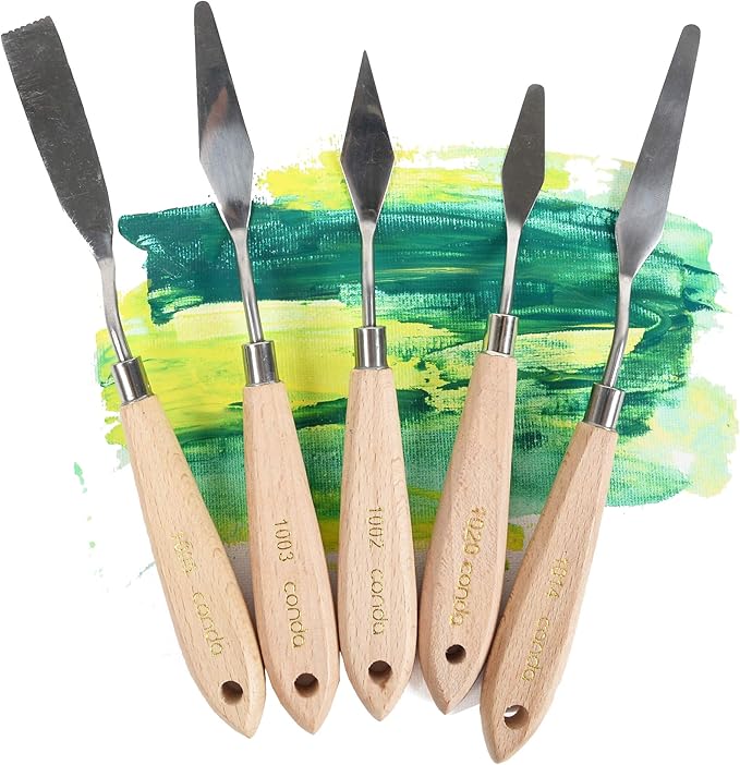 CONDA 11 Piece Stainless Steel Spatula Palette Knife Professional Palette Knife Painting Wood Handle