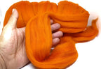 Colored Natural Wool roving Chunky Thick 1 lb. Best Wool for Needle Felting, Wet Felting, handcrafts and Spinning Yarn. (Orange, 1 lb)