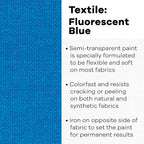Jacquard Textile Color Fluorescent Blue - Permanent Fabric Paint for Clothes, Furniture Upholstery, Shoes or Tote Bags – Indoor & Outdoor Fabric Paint – 8 Oz Jar, Upholstery Fabric Paint