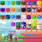 150PCS Magnetic Blocks, Magnetic Tiles Building Sensory Montessori Toys & Games for 3 4 5 6 7 8 9 10 11 12 13 Year Old Boys Girls Halloween Christmas Birthday Gifts