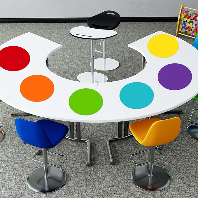 STARLIBOO 11 inch Colorful Dry Erase Dots Circles Whiteboard Marker Removable Stickers Spots Wall Decals for School Classroom Teachers Students Table & Desk- 12 Pack