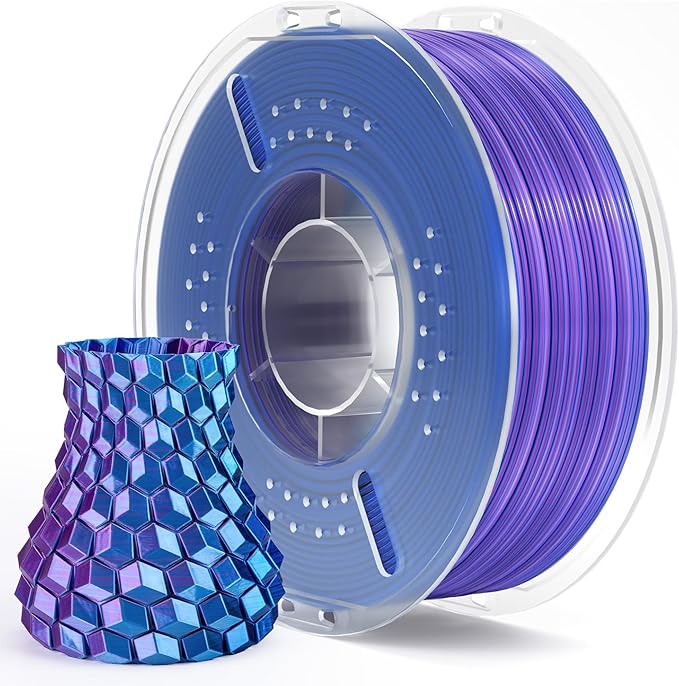 ELEGOO Silk PLA Filament 1.75mm Blue Purple 1KG, Shiny Multi Color 3D Printer Filament Dimensional Accuracy +/- 0.05mm, 1kg Spool(2.2lbs) Fits for Most FDM 3D Printers