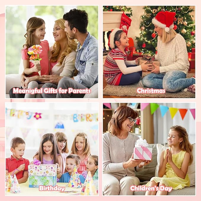 Fabric Flower Bouquets Toys, DIY Craft Kits Toys for Kids, Educational Arts & Crafts Toy, Build Your Own Flowers, DIY Creative Activity Christmas Birthday Gift for 4 5 6 7 8+ Year Old Toddler Girls