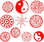 Royal Kraft Round Wooden Printing Stamps (Set of 10) - DIY Henna Fabric Textile Paper Clay Pottery Blocks Htag2164