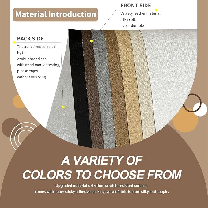Azobur Sofa Fabric Repair Patch, Oversized Microfiber Patch，Self Adhesive Fabric Sofa Patch Repair Fabric,Super Cost-Effective Combination (Dark Brown)