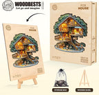 WOODBESTS Wooden Puzzles for Adults (100 Piece, S, 8.5 * 8.5in) Fox House Wood Puzzle Adult, Unique Wooden Animal Jigsaw Puzzles, Family Game and Birthday Gifts for Friend