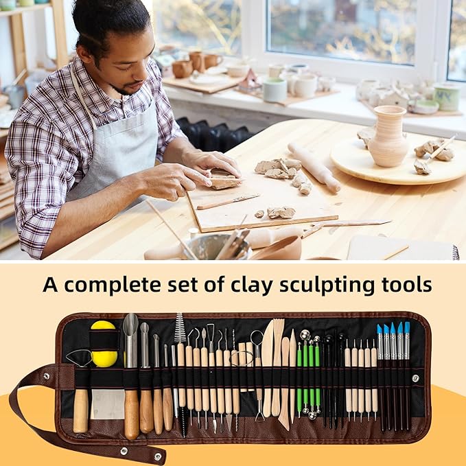 42 PCS Clay Tool, Clay Sculpting Tools Kit, Pottery Tools Can be Used for Stippling, Carving, Molding, and Shaping Clay Crafts, for Beginners, Hobbyists, Artists