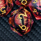 ARUOHHA DND Resin Dice Dragon Eye Dice Liquid Core Red Sharp Edged Dice Set with Gift Box, Polyhedral D and D Dice Set Role Playing Game D20 D12 D10 D8 D6 D4