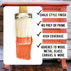 Daydream Apothecary Premium Chalk Style Paint for Furniture, Home Décor, Wood, DIY Interior Projects, Quick Dry, No Prep or Prime Needed, Matte Coral Orange - 16oz