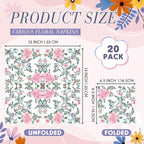 Crtiin 20 Pack Assorted Floral Napkins for Decoupage Toilet Napkins Flower Cocktail Decorative Paper for Birthday Party Beautiful Gorgeous, 20 Styles Each 6.5 inches(Style 9)