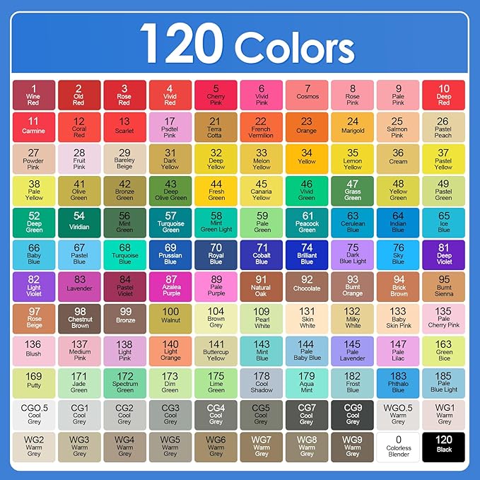 Banral 120 Colors Alcohol Markers, Premium Dual Tip Alcohol Based Art Markers Set for Adult Kids Coloring Drawing Sketching Permanent Brush Markers, Sketch Artists Markers Pens with Carry Case