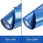 TORC Royal Blue Glitter HTV Heat Transfer Vinyl Roll 12 inch x 20 ft Iron on Vinyl for T Shirts Crafts Bulk