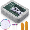 Needle Felting Mat, Needle Felting Tools, 4.6x3.3x1 inch Natural Felting Wool Mat, Felting Pad, Needle Felting Supplies, with Finger Cots and 40 Straight Pins, Felt Pad for Making Felting Crafts