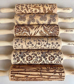 SAKURA TREE Embossing Rolling Pin with Blooming Sakura Flowers Pattern. Dough and Clay Roller for Embossed Cookies Fondant Pottery. Cookie and Ceramic Stamp. Backing Gifts for Women by Algis Crafts
