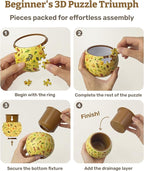 PieceRelax 3D Puzzle Planter 80 Pieces - Flower Pot - Danish Folklore Style, Home Decor Flower Pots for Indoor Cactus, Succulents Pots [K1117]