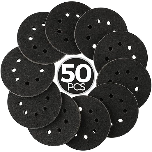50PCS 5 inch Wet Dry Sanding Discs 1000/1200/2000/3000/5000 Grit, Silicon Carbide Orbital Sander Hook and Loop Sandpaper, Best for Metal, Automotive Sanding
