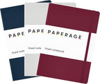 PAPERAGE Lined Journal Notebook, 3 Pack, (Burgundy, Light Grey, Navy), 160 Pages, Medium 5.6 in x 8 in - 100 GSM Thick Paper – Hardcover Journaling Notebook for Work, School & Note Taking