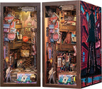 Cutefun Book Nook Kit - DIY Miniature Dollhouse Kit for Adults and Teens, Bookend Mini House Building Kit with LED, 3D Wooden Puzzle for Beginner Creative Gifts (The Long Goodbye)