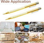 2 Pcs Tungsten Carbide Tip Scriber With 12 Replacement Marking Tip, Aluminium Magnet Carbide Scribe Tool etching Scribe Pen With Clip, Metal Engraving Pen for Glass / Ceramics / Hardened Steel(Gold)
