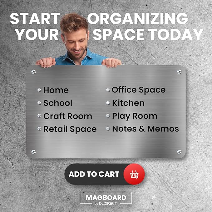 Diamond Life Magnetic Board - Memo & Vision Board for Home, School & Office - Magnet Board for Kids - Pre-drilled Mounting Screws Included (Stainless Steel 16"x24")