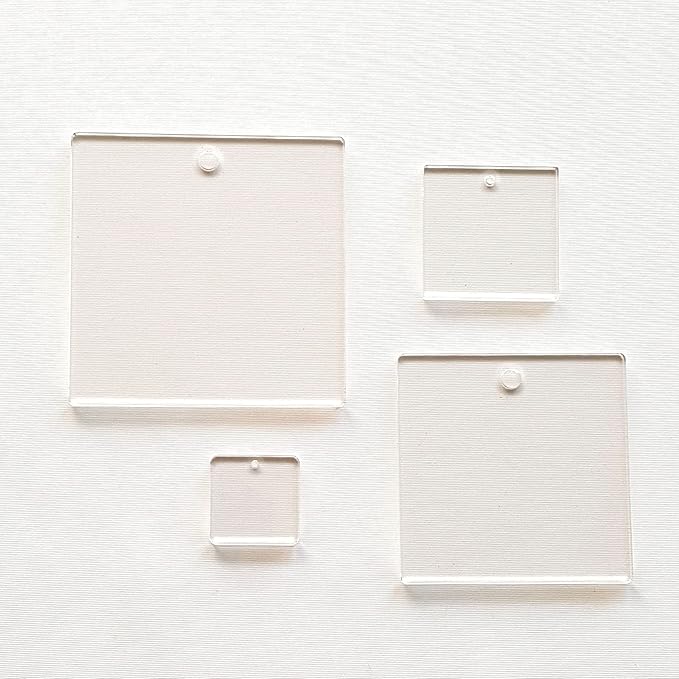 25 Acrylic Square Clear with Hole (Select Size) (6.0")