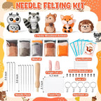 WATINC Needle Felting Kit - 5 Set Unique Different Cute Doll Wool Felt Needle Tools Foam Pad Instruction, DIY Home Decoration Craft Party Supplies for Art Work Starter Beginners (Woodland Animal)
