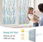 DKTIE Nature Pattern Rainbow Window Film Decorative Stained Glass Window Film Static Cling Films Easy Apply Removable Comes with Tools (U1747-rainbow, 17.7" x 78.7")