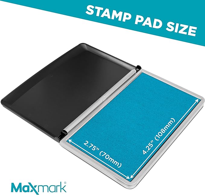 MaxMark Large Light Blue Stamp Pad - 2-3/4" by 4-1/4" - Premium Quality Felt Pad