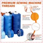 125 Pcs Sewing Thread Kit, 36 Assorted Colors Machine Threads with Spools, 400 Yards Prewound Bobbins Set with 50 Machine Needles (70/9, 75/11, 90/14, 100/16 110/18) for Universal Sewing Machines Use