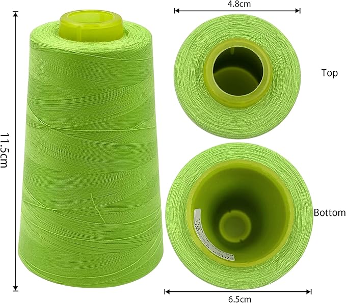 Tortoise 4 Cones of 3000 Yards Each Spool Thread for All Purpose, Serger, Overlock, Quilting, Sewing Machine - 100% Polyester - Fruit Green