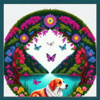 Joyhoor Cross Stitch Kits for Beginners Stamped Cross-Stitch Supplies Needlework preprint Embroidery Kits for Adults DIY Needlepoint Kits Embroidery Patterns 11CT-Wreath Puppy 17.7x17.7 inch