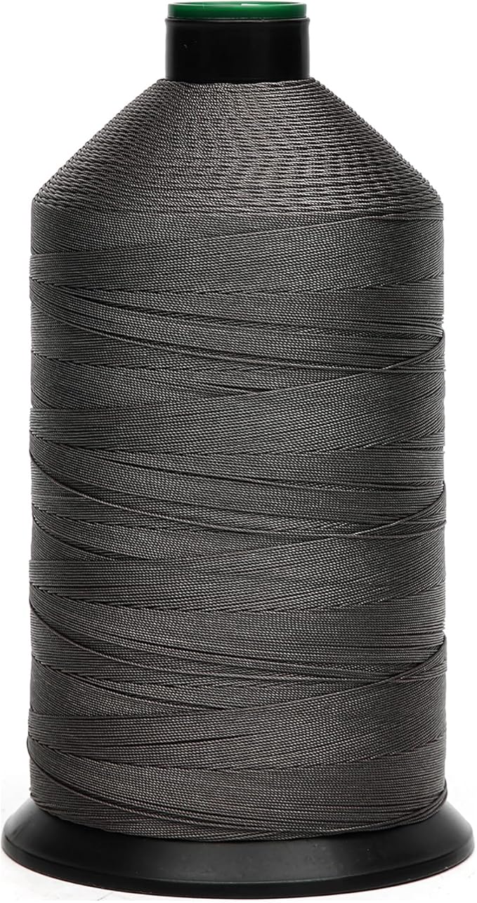 Extra Strong Bonded Nylon Thread #138 Tex135 – 16 OZ, 3000yds, Versatile Stitching Solution for Leather, Upholstery, Canvas Repair and More (Dark Gray)