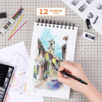 Nicpro 22PCS Art Mechanical Pencil Set, Black Artist Metal Drafting Pencil 0.5 & 0.7 & 0.9 mm & 2PCS 2mm Graphite Lead Holder(4B 2B HB 2H) for Drawing Writing Sketching With Lead Refills Erasers Case