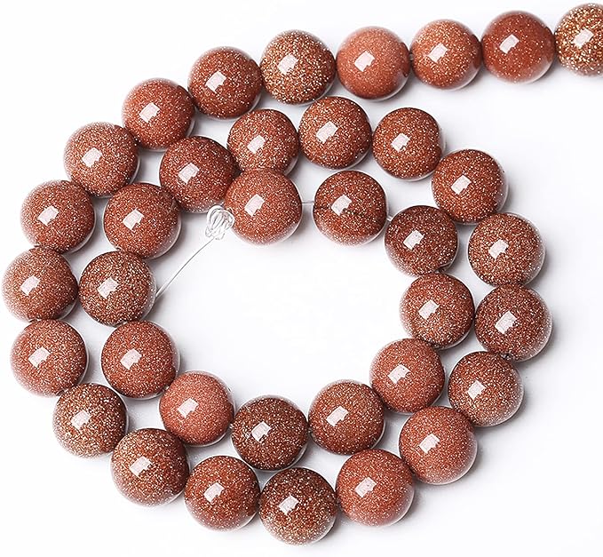61pcs 6mm Natural Gold Sandstone Beads Gemstone Round Loose Beads for Jewelry Making DIY Bracelet Necklace 15“