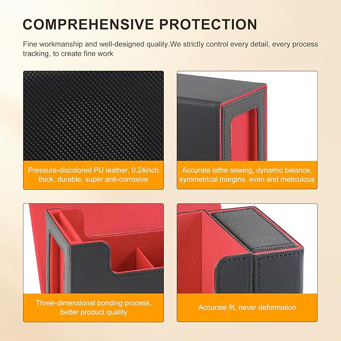 Card Storage Box for Trading Cards，450+ Card Deck Case,Leather Magnetic Closure Commander Storage Box,Protectors Fit for YuGiOh, MTG and Sport Cards (Black, blue, 450+)