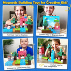 Magnetic Blocks 100PCS Compatible STEM Stacking Building Toys for Kids Ages 3+ Stream Magnets Creative Play 3 4 5 6 7 8 9 10 11 12 Year Old Boys Girls Birthday Gifts