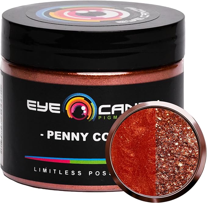 Eye Candy Pigments Premium Copper Mica Powder - Penny Copper (50gr) - for Epoxy, Resin, Soap, Paint, Woodworking, Acrylic Pouring, Bath Bombs, Fishing Lures - DIY Arts and Crafts Additive