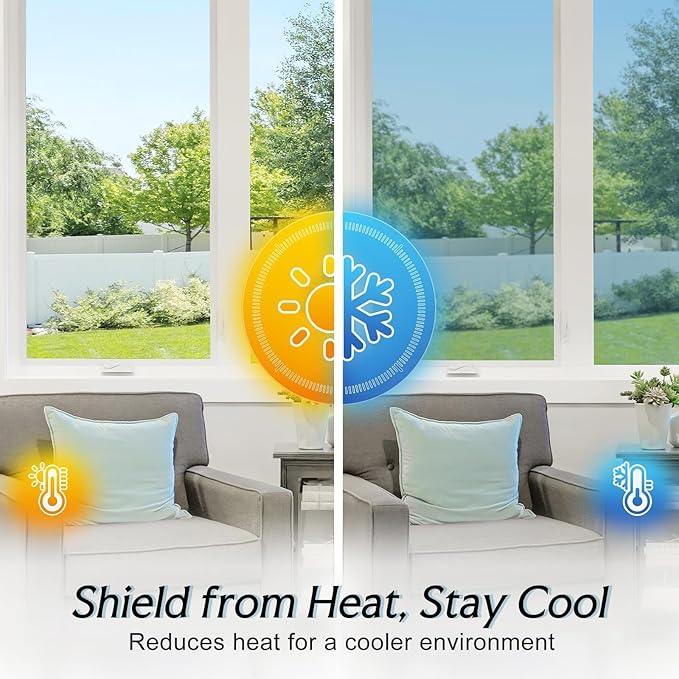 DOWELL One Way Window Privacy Film with 3 Tools Window Tint for Home Sun Blocking Heat Control Anti UV Reflective Mirror Covering See Out Not in for House and Office Silver 23.6" X 78.7"