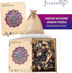 Wooden Jigsaw Puzzles, Mandela Wooden Puzzles for Adults 200 Pcs, 11.2'' x 11.4'' Luxurious Shaped Wood Puzzle, Beautiful Package, Best Gift for Adults and Kids, Family Game