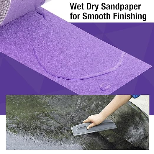 40 Grit PSA Purple Film Ceramic Sandpaper Roll, 2-3/4" Wide Continuous 10 Yard Longboard Sanding Roll Wet Dry Sanding Blocks Self Adhesive Sticky Back Sanding Sheets for Woodworking Automotive