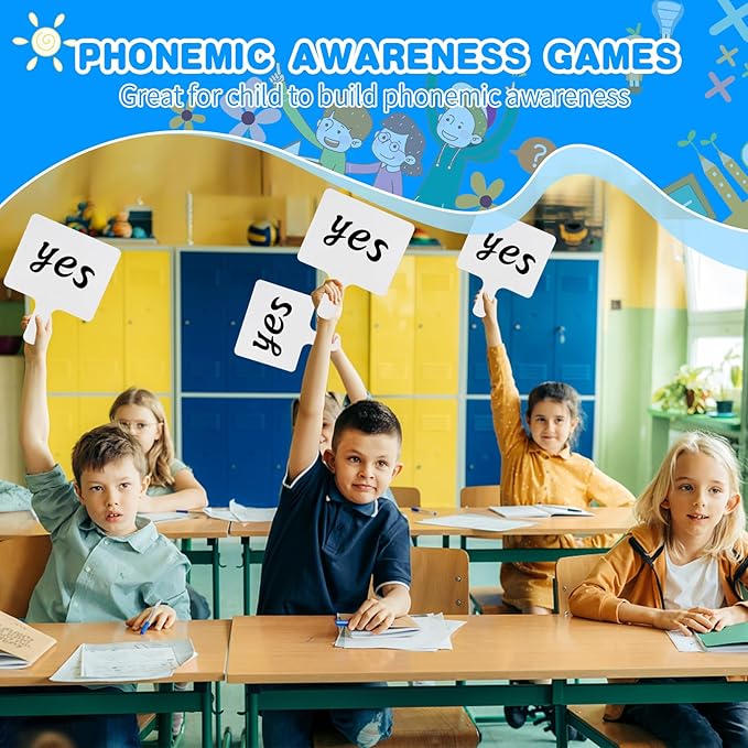 24 Pack Phonemic Awareness Dry Erase Board 8" x 10" Double Sided Handheld Answer Board Speech Therapy Phonemic Awareness Phonics Games Preschool Kindergarten Classroom Must Have