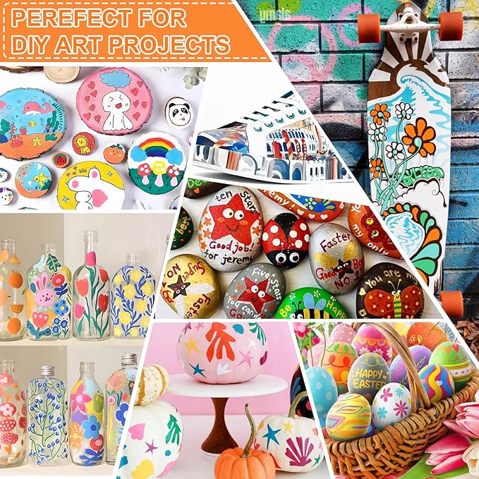 80 Colors Acrylic Paint Pens, Dual Tip Acrylic Paint Markers with Brush Tip and Fine Tip, Acrylic Pens for Rock Painting, Wood, Canvas, Stone, Glass, Ceramic,DIY Crafts Making Art Supplies