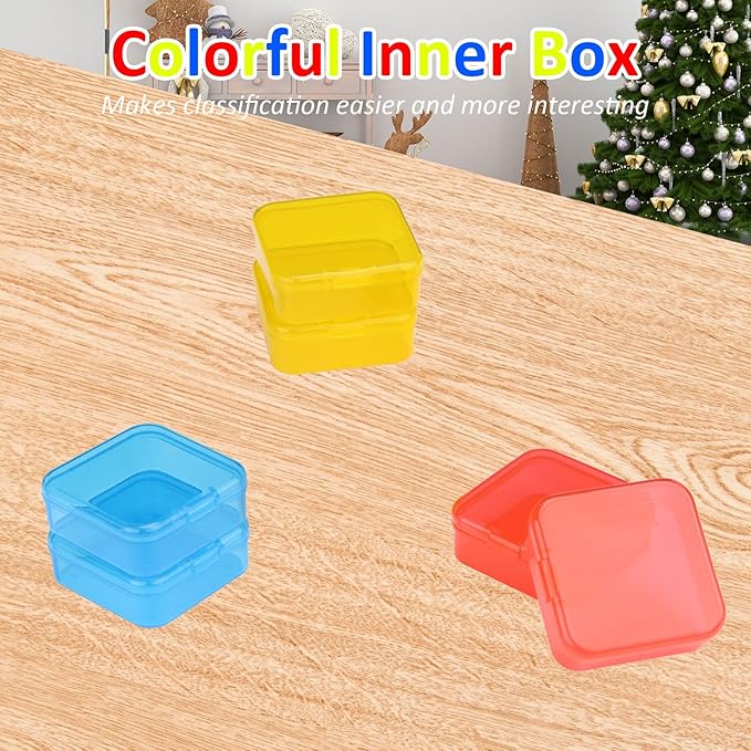 Mathtoxyz Bead Organizer Box(Red,Yellow,Blue), 31Pcs Small Bead Organizers and Storage Plastic Cases Mini Clear Containers Boxes with Hinged Lid and Rectangle for Bracelet Making DIY Jewelry Craft