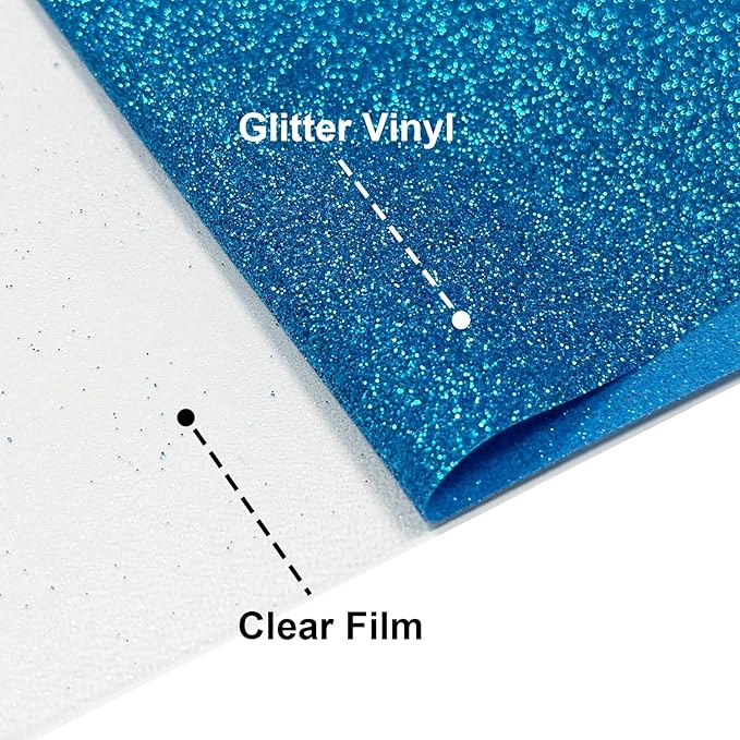 Blue Glitter HTV Heat Transfer Vinyl, 12" x 5ft lron on Vinyl, for T-Shirt Ironing, Vinyl HTV Easy to Cut and Weed, The Best Choice for DIY Creativity. (Blue, 12" x5ft)