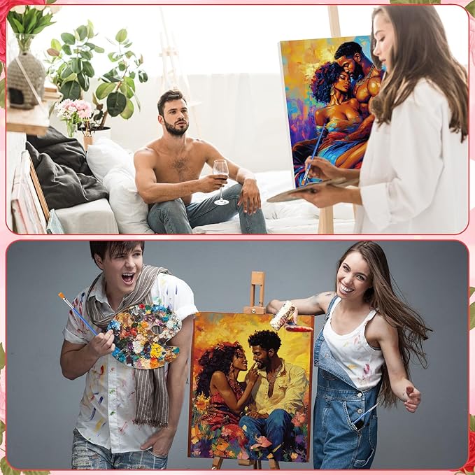 Zhanmai 12 Pack Pre Drawn Canvas for Painting Sip and Paint Kit 8" x 10" Paint Party Set Canvas Painting Pre Printed Canvases for Party Favor DIY Virtual Adult's Date Night(Sexy Couples)