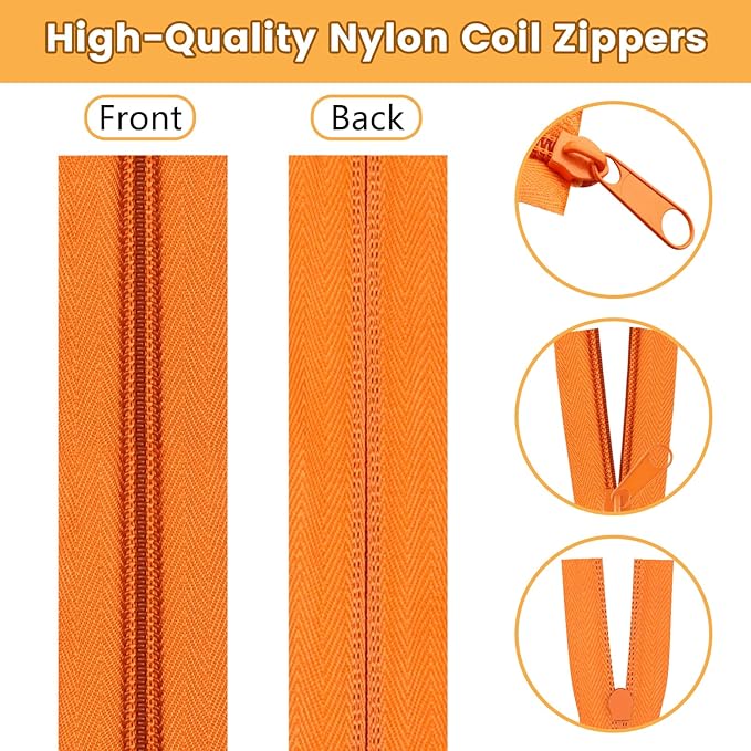 DOITEM 44.4 Yards/ 40 m 20 Pieces Assorted Colors #5 Nylon Coil Zippers, Sewing Zippers Endless Zips with 80 Pieces Zipper Sliders Zip Heads for DIY Sewing Tailor Craft Supplies
