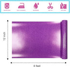 Deep Purple Glitter Heat Transfer Vinyl 12Inch*6FT Glitter Iron on Vinyl for T Shirts Easy to Cut and Weed Compatible with All Cutter Machines HTV Iron on Vinyl for Cricut(Deep Purple)