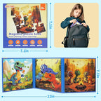Magnetic Dinosaur Puzzles for Kids Ages 3-5 36PCS-3 Animal Themes Puzzles for Kids 4-6 Travel Puzzle for Airplane/Car/Road Trip/Gift Toys for 3-5 Year Old Girls and Boys