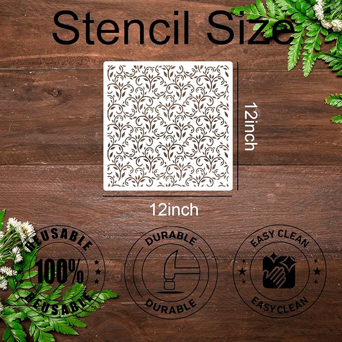 Damask Stencils for Walls 12inch Damask Stencil Large Texture Stencils for Painting on Wood Furniture Canvas Paper Fabric