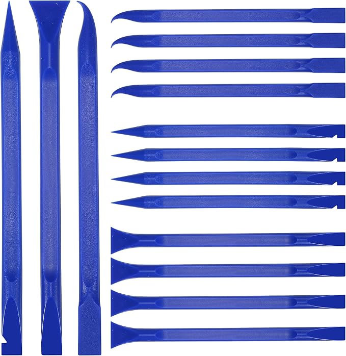 Minatee 18 Pieces Non-scratch Plastic Scraper Tool Multi-purpose Carbon Fiber Pen-shaped Plastic Scraper for Cleaning Small and Narrow Space(Blue)